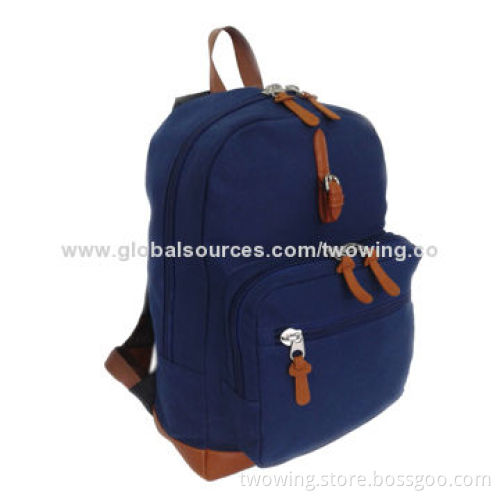 Casual backpack with cotton canvas fabric and cotton webbing shoulder strap
